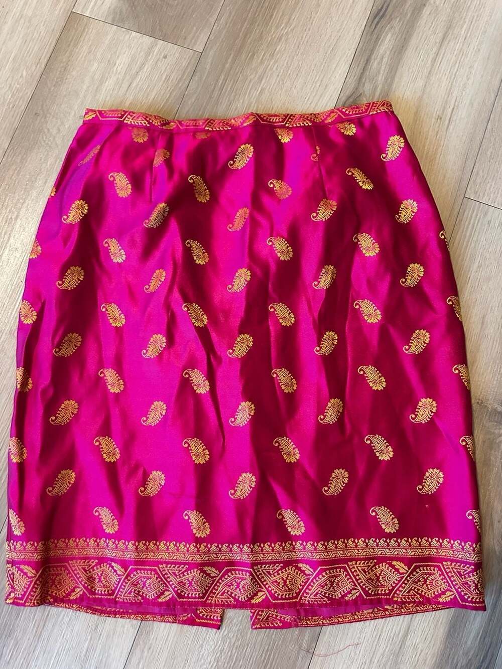 David Warren New York Vintage Pink Gold Paisley Pencil Skirt Size 12